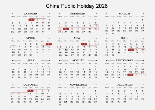 China Holiday Calendar 2026